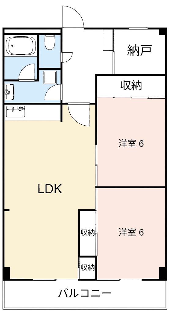 第二大嶽ビル(2LDK/4階)の間取り写真