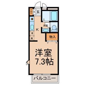 カーサ・セレーノⅡ(1K/1階)の間取り写真