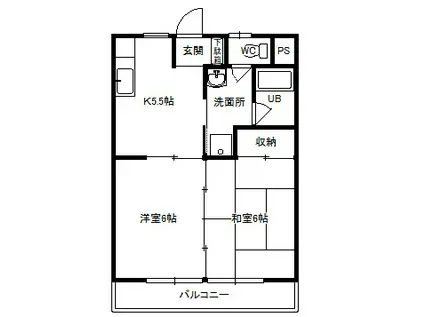 ライトメゾンTアオキNO.2(2DK/2階)の間取り写真