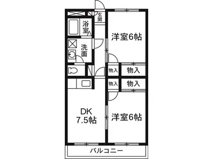 コスモハイツ(2DK/2階)の間取り写真