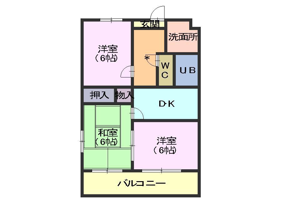 アーバンヒルズ(3DK/1階)の間取り写真