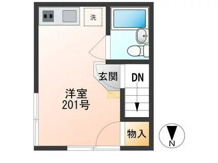 コーポ中山(ワンルーム/2階)の間取り写真