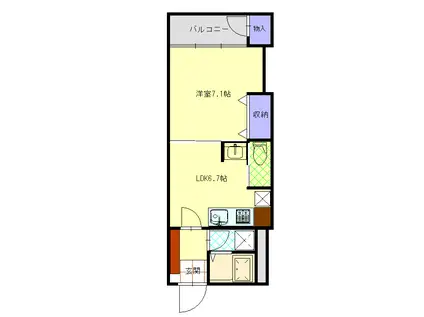 BLANCHE(1DK/2階)の間取り写真