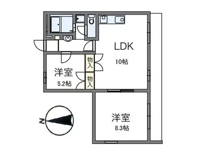 サニーヒルII(2LDK/1階)の間取り写真