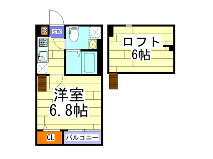 WING COURT(1K/2階)の間取り写真
