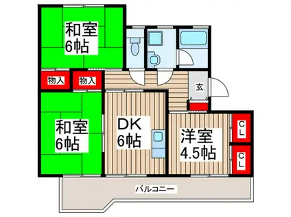 ライフマンション(3DK/1階)の間取り写真