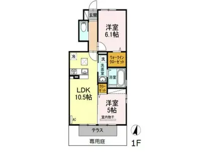 レスポワール・サラ I棟(2LDK/1階)の間取り写真