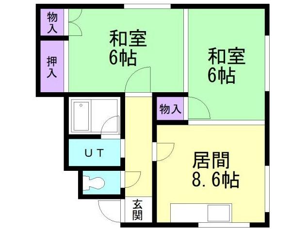 グリーンハイツ(2DK/1階)の間取り写真