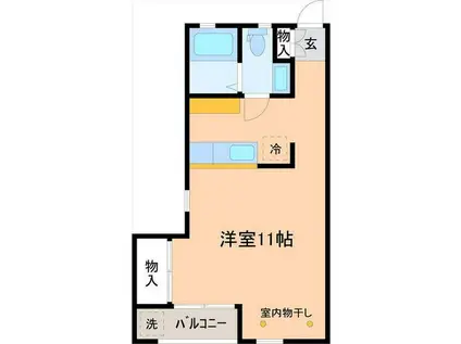 ファミール93B棟(1K/1階)の間取り写真