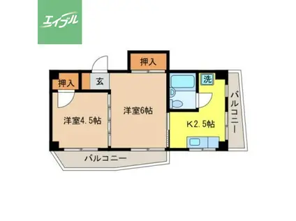 藤川マンション(2K/4階)の間取り写真