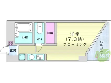 ホワイトキャッスル宮城野2(ワンルーム/4階)の間取り写真