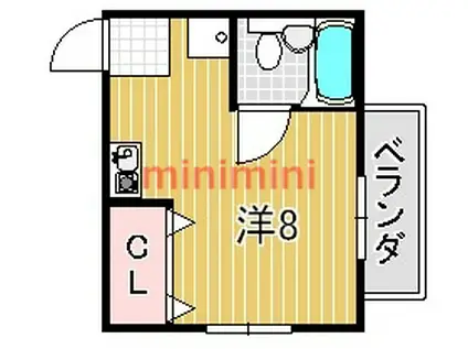 津島ハイツII(ワンルーム/1階)の間取り写真