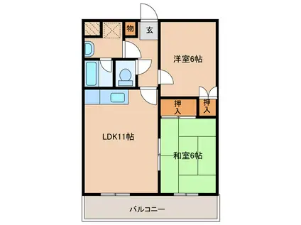 ラ・ルミエール永楽(2LDK/2階)の間取り写真