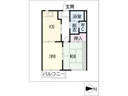 ベルハイツ幸和(2K/2階)の間取り写真