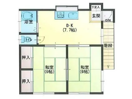 冨山荘(2DK/2階)の間取り写真