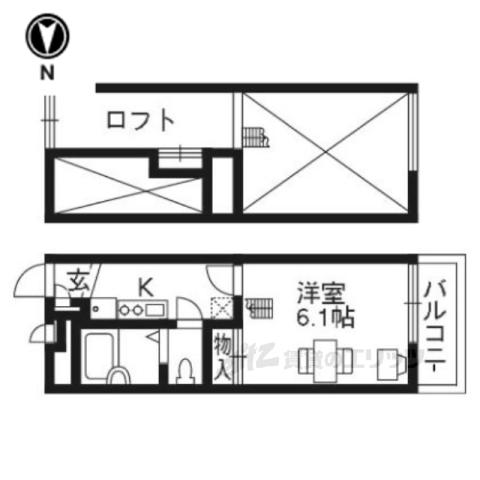 レオパレスモンフレール(1K/2階)の間取り写真