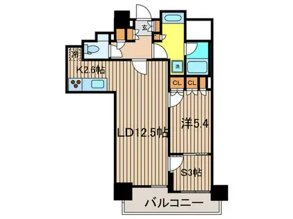 レジディアタワー目黒不動前(1SLDK/6階)の間取り写真