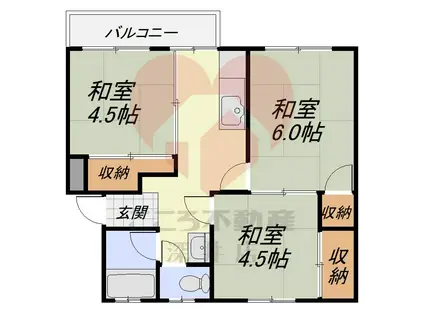 スマリオ香里三井団地4棟(3DK/4階)の間取り写真