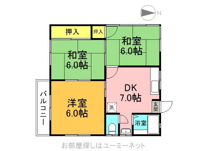 モザール(3DK/2階)の間取り写真