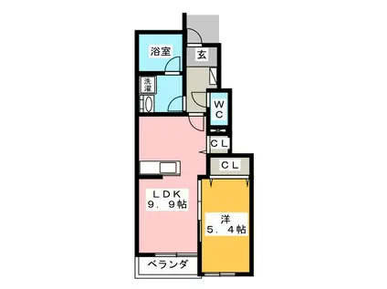 名鉄犬山線 江南駅(愛知) 徒歩27分 2階建 築9年(1LDK/1階)の間取り写真
