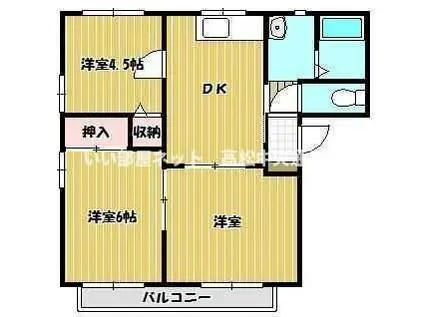 香松園ハウスII(3DK/2階)の間取り写真