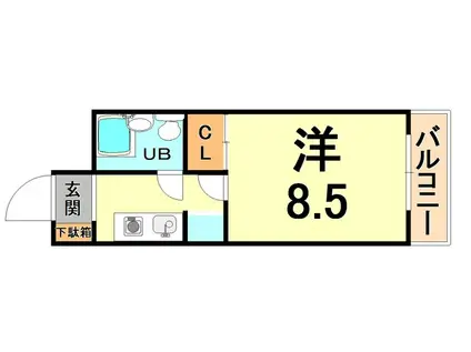 猪名寺パークマンション2(1K/7階)の間取り写真