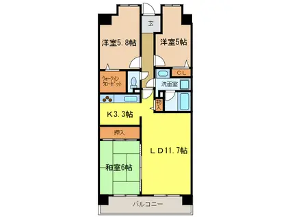 ローレルコート千代田(3LDK/10階)の間取り写真