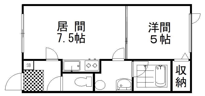 エトワール(1DK/1階)の間取り写真
