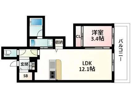 ザ・レジデンス江坂(1LDK/4階)の間取り写真