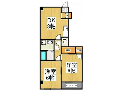 ヤマキマンション(2DK/2階)の間取り写真