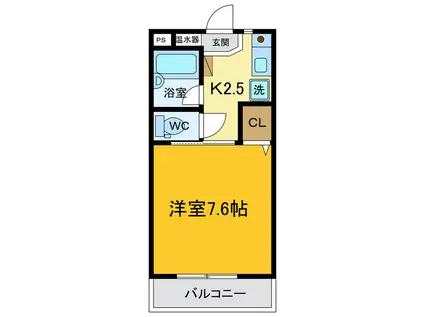 アメニティ・ロード(1K/2階)の間取り写真