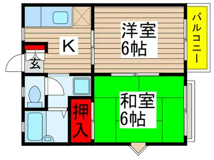 ロワジール勝田台(2K/2階)の間取り写真