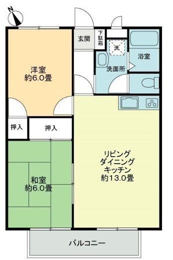 フォブール勅使B(2LDK/2階)の間取り写真