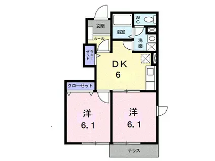 ベルモアGINZA(2DK/1階)の間取り写真