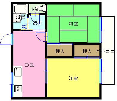 シャルマン(2DK/2階)の間取り写真