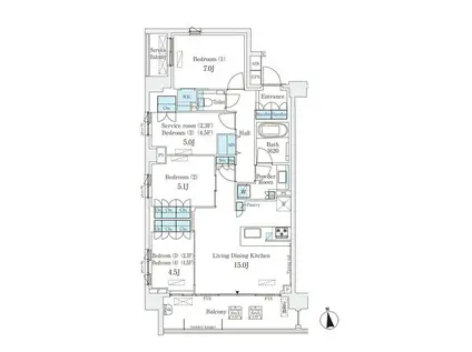 ライトテラス世田谷区砧(3SLDK/2階)の間取り写真