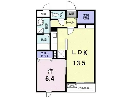 フィオーレ パラッツオ(1LDK/2階)の間取り写真