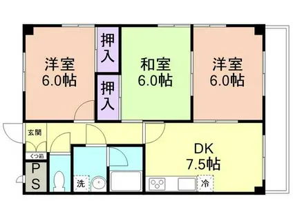 サンハイツK(3DK/2階)の間取り写真