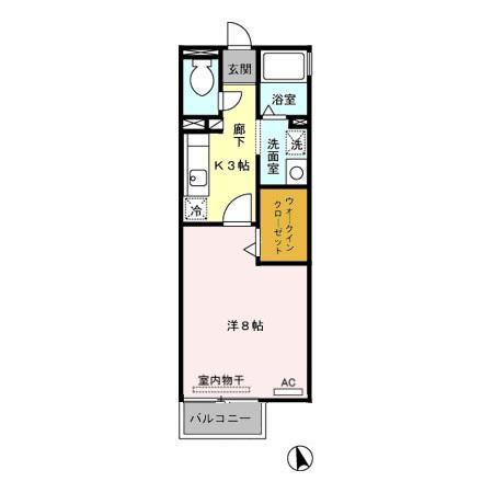ハーシーズAP(1K/2階)の間取り写真