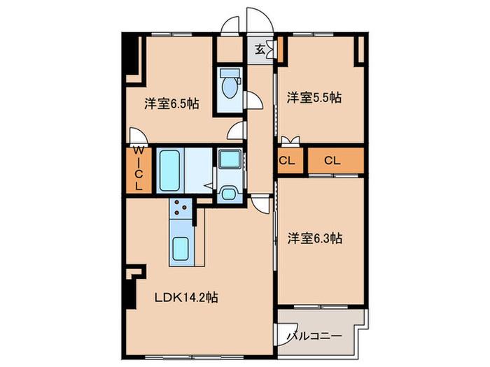 S-RESIDENCE伊都ATTIRANT(3LDK/9階)の間取り写真