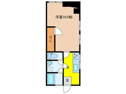 西日本ハイツ(1K/3階)の間取り写真