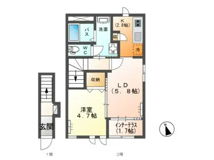 AMBITION II(1LDK/2階)の間取り写真