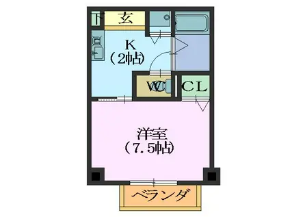 グランハイム神村(1K/1階)の間取り写真