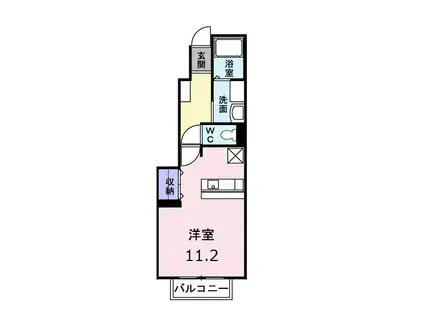 バレーフィールドII(ワンルーム/1階)の間取り写真
