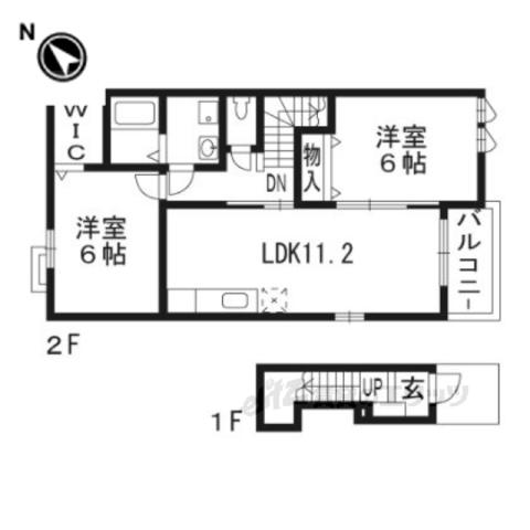 クレール聖徳B(2LDK/2階)の間取り写真