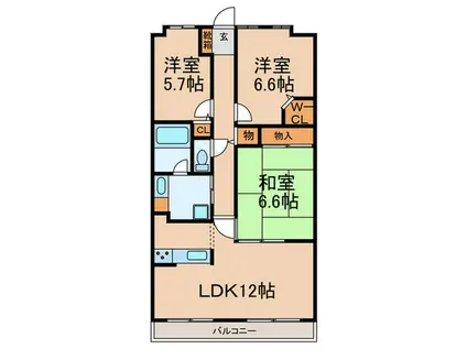 フェルティプラザ垂水・丘の街(3LDK/5階)の間取り写真