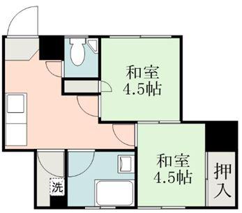 サンシュライン照国(2K/2階)の間取り写真