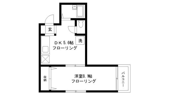 山岸ビル(1DK/2階)の間取り写真