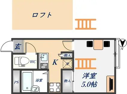 カラコレス(1K/2階)の間取り写真