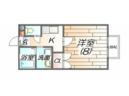 VILLA西山(1K/2階)の間取り写真